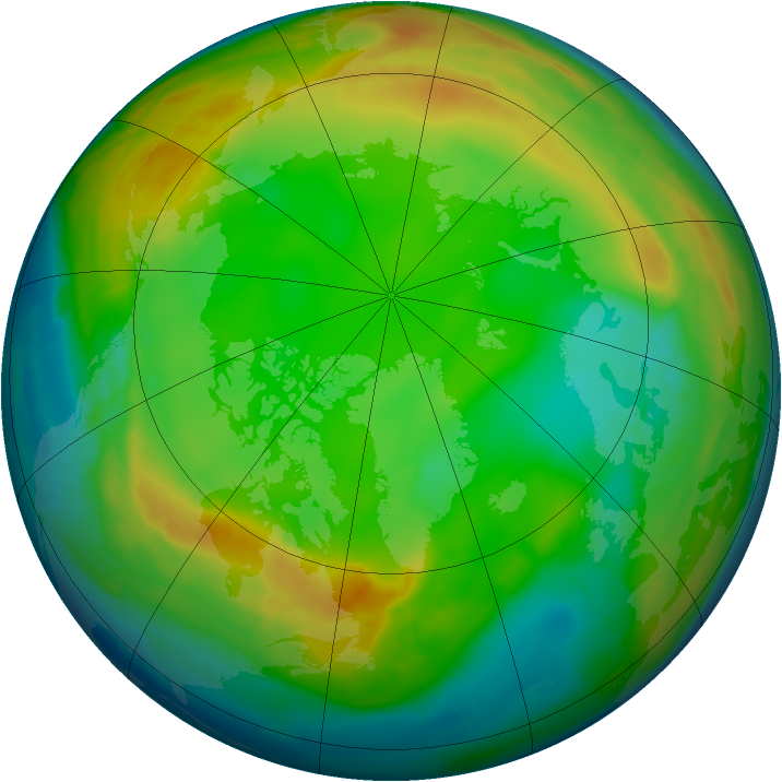 Arctic ozone map for 10 January 2009